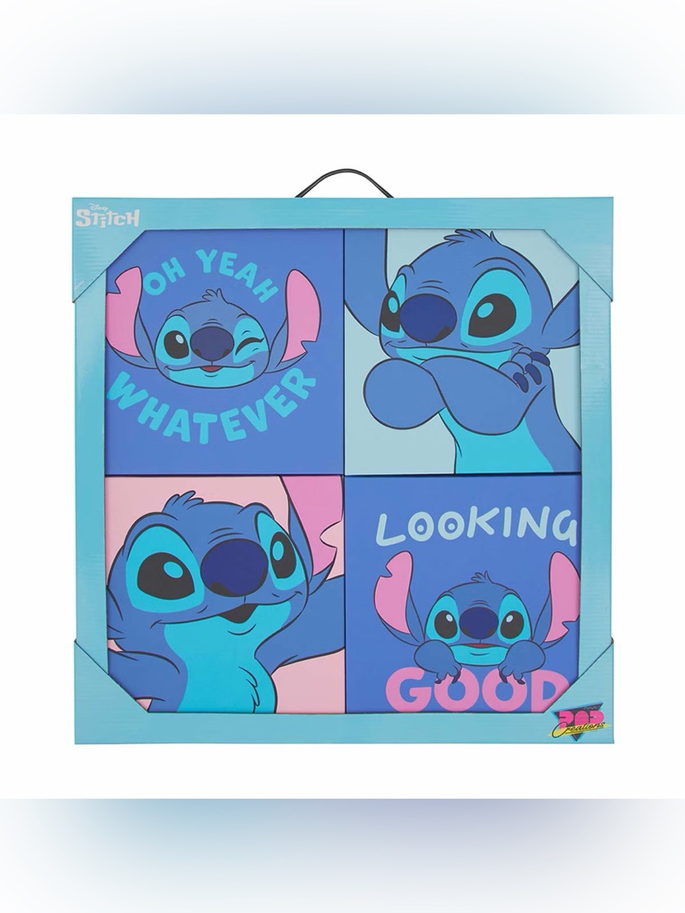 Disney Stitch Panel Wall Art Canvas Set in Blue and Pink